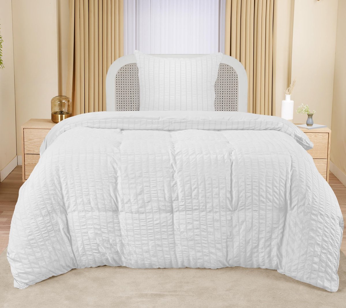 My Ninki ® Stijlvolle en Comfortabele Seersucker Beddengoedset van Luxe Microvezel Polyester