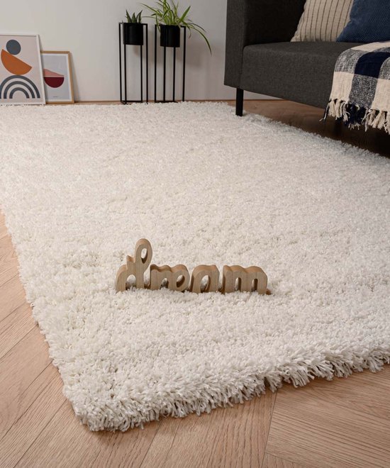 Hoogpolig vloerkleed - Cozy Shaggy - wit 200x300 cm
