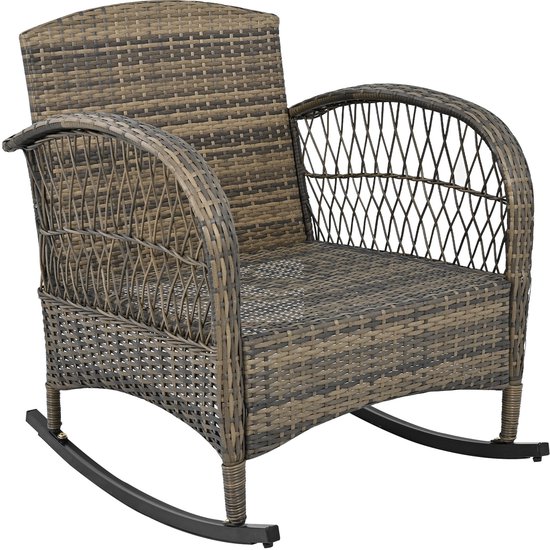 Outsunny 5-delige zitgroep, poly-rotan tuinset, weerbestendig