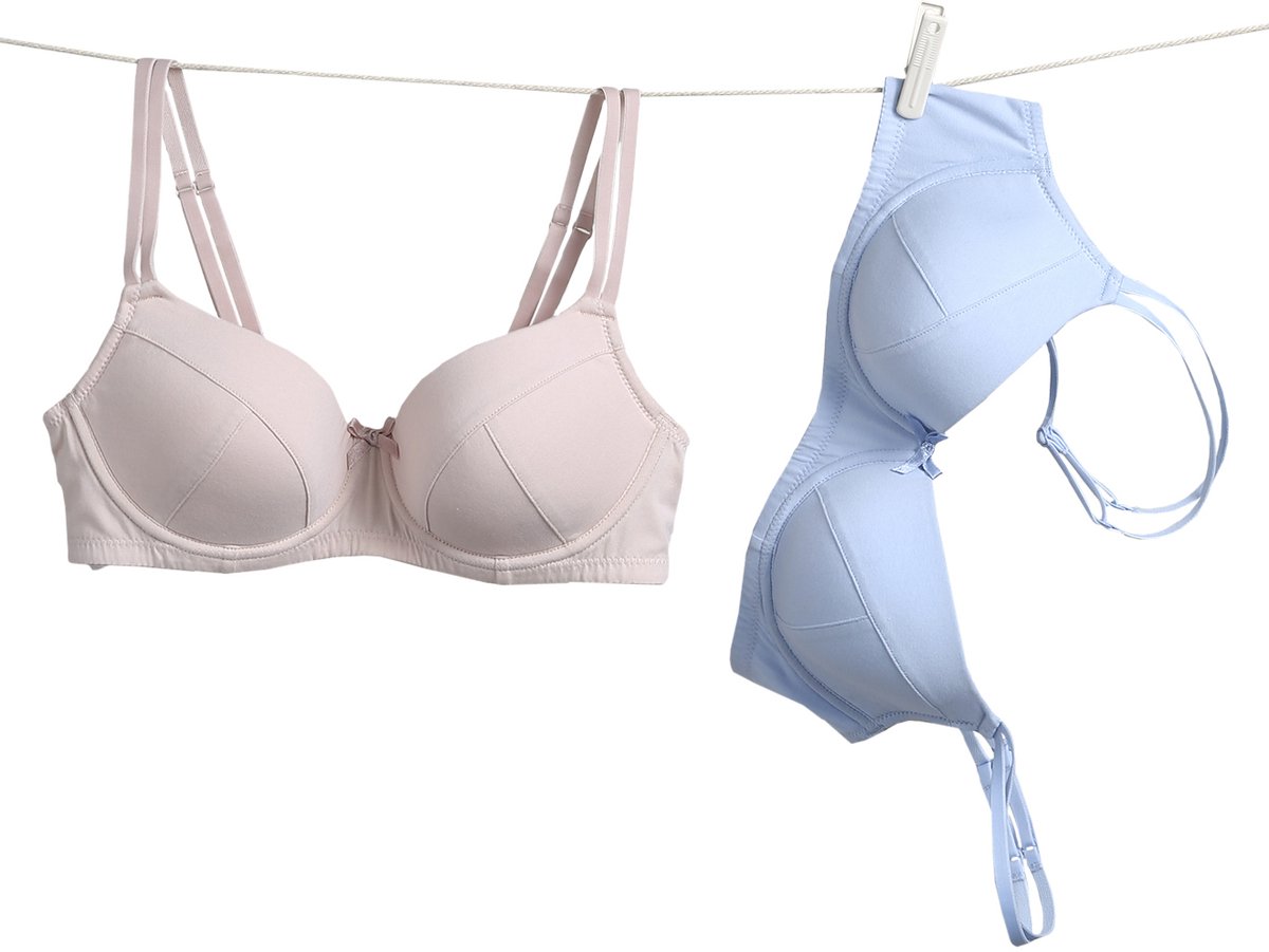 vertbaudet Set - 2 beha's - zwangerschaps - met beugels - blauw - roze - biologisch katoen