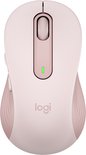 Roze Logitech M650 L muis, bovenkant met logo en scrollwiel.