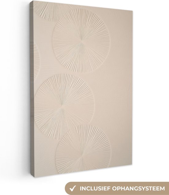Peinture sur toile 80x120 cm - Décoration murale Japandi - Beige - Moderne - Décoration murale salon - Décoration chambre - Accessoires de chambre - Peintures sur toile