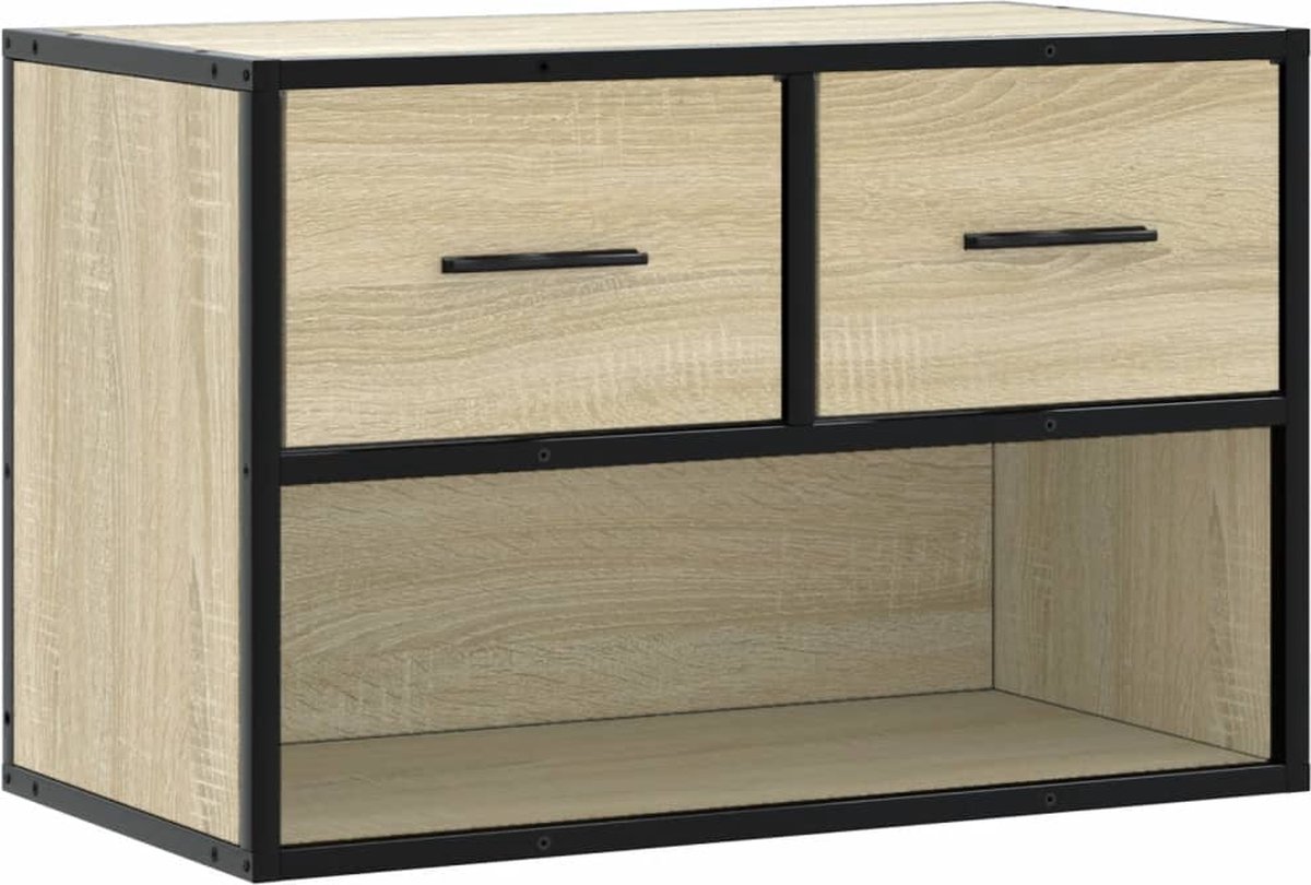 vidaXL - Tv-meubel - 60x31x39,5 - cm - bewerkt - hout - metaal - sonoma - eikenkleurig