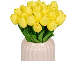 Nep tulpen - set van 24 - kunststof - 33,5 cm - kunstbloemen - geel