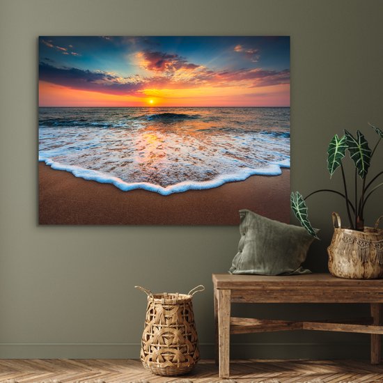 Décoration murale Métal - Peinture Aluminium Industrielle - Plage - Mer - Coucher de soleil - 120x90 cm - Dibond - Photo sur aluminium - Décoration murale industrielle - Pour le salon / chambre