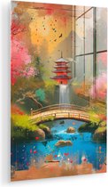 MuchoWow® Peinture sur verre 120x180 cm - Peinture sur verre acrylique - Graffiti - Jardin japonais - Coloré - Japon - Street art - Photo sur verre - Décoration murale salon - Décoration murale chambre - Peintures