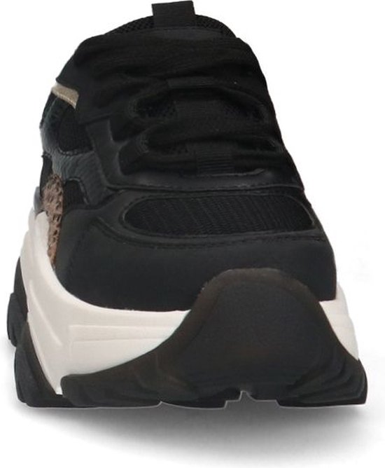 Sacha Dames Zwarte sneakers met leopard print Maat 37 bol