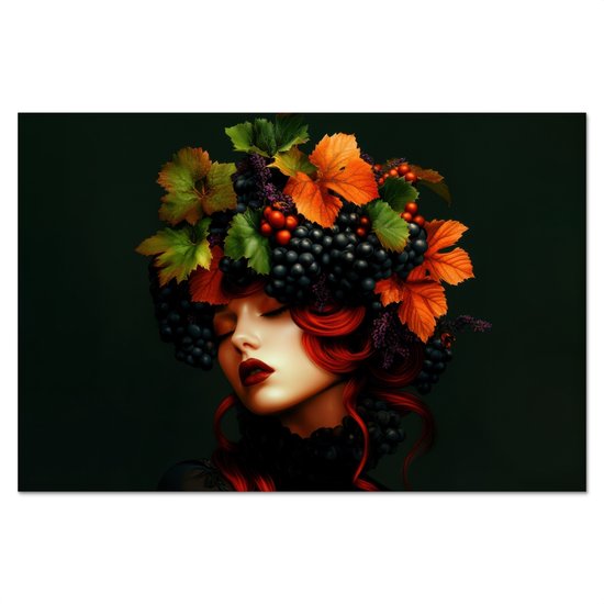 Crédence de Cuisinière en Aluminium 70x50 cm - Femme - Rouge - Vert - Raisins - Écran Pare-éclaboussures pour Plaque de Cuisson - Protection Murale