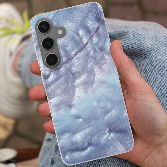 Telefoonhoesje Geschikt voor Samsung Galaxy S25 hoesje - Mineralen en gesteenten - Natuursteen - Parelmoer - Siliconen Telefoonhoesje Telefoonhoesje