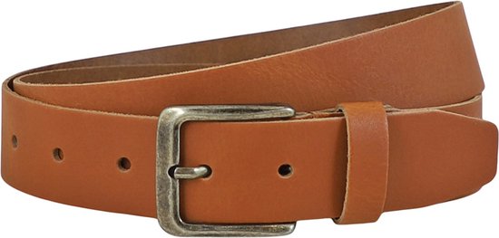 Riem Landley Cognac pour Femme et Homme - Ceinture Jeans Unisexe - 4 cm - Cuir - Cognac - Longueur totale 110 cm / Taille de ceinture 95