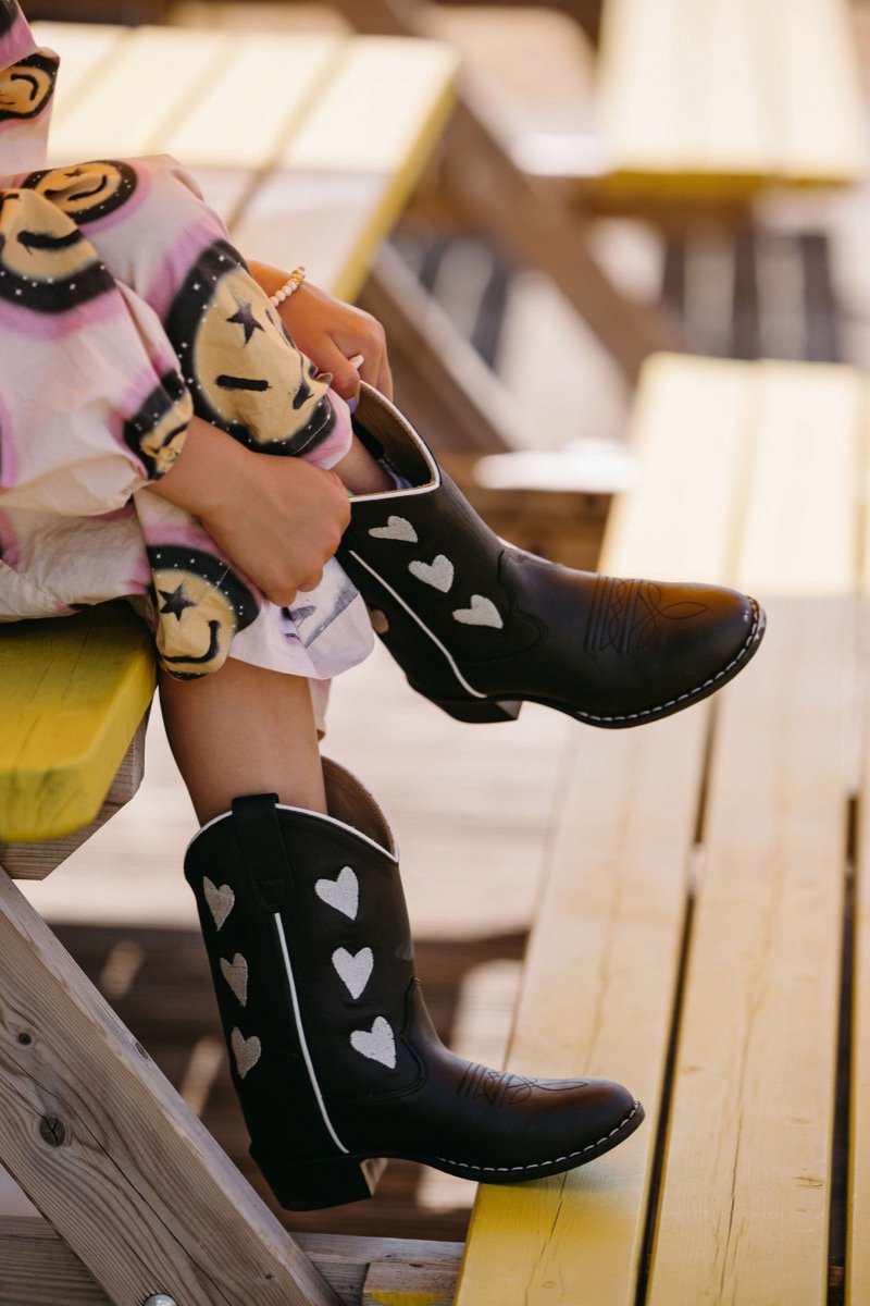 Bootstock HEARTS ZWART Cowboylaarzen Western laarzen Cowboy boots Meisje Zwart 36 (671270199055)