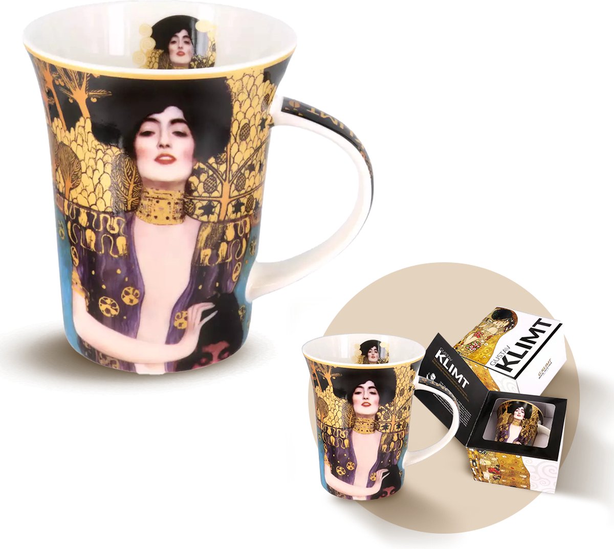 Carmani - Gustav Klimt Judith Mok - Kopjes & Mokken - Cadeau Idee - Vintage Decoratie - Wit