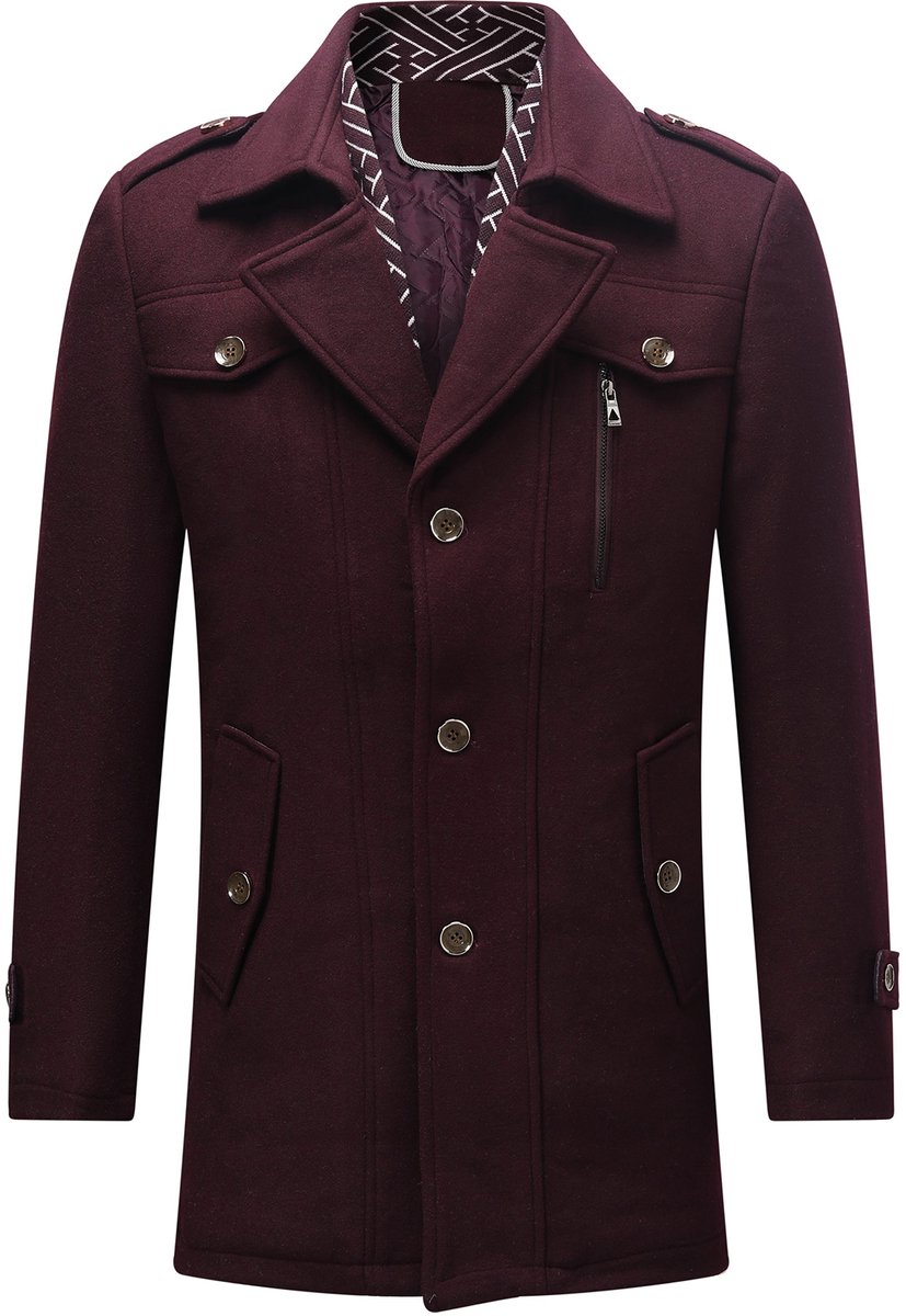 ALLTHEMEN Heren Parka Wollen Jassen - Korte Warme Winterjas- M