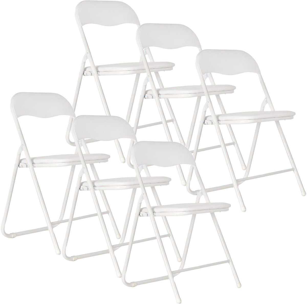 EASTWALL Klapstoel Premium – 6 Stuks – Vouwstoel – Bijzetstoel Binnen – tot 90kg belastbaar – 43cm zithoogte - Staal/katoen/PVC - Wit
