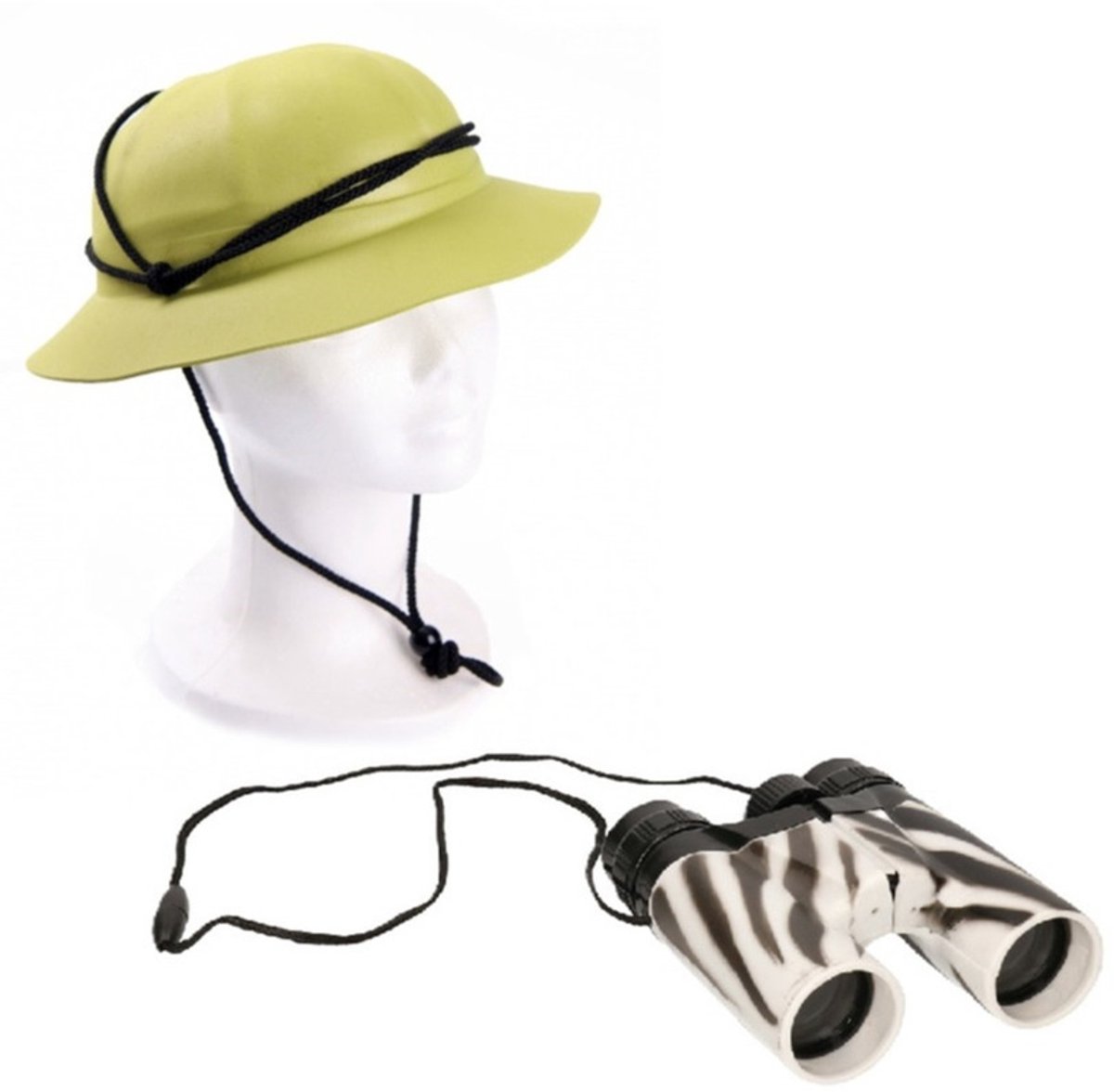 Carnaval verkleedset safari/jungle helm met verrekijker - kinderen - Onderzoeker/Ontdekkingsreiziger