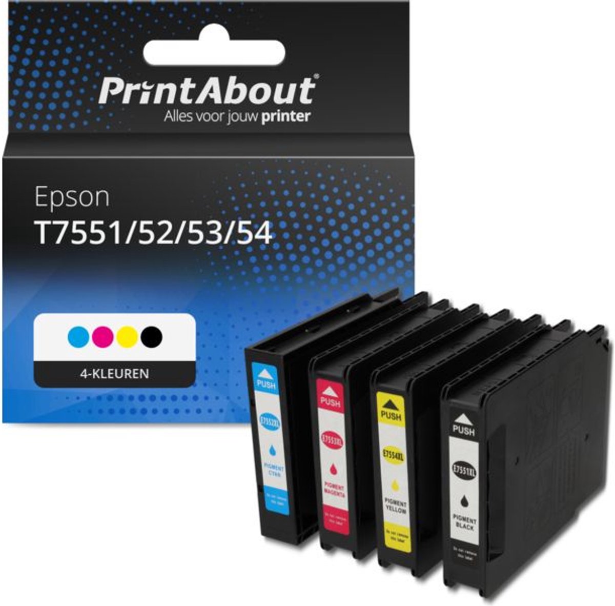 PrintAbout Huismerk Epson T7551/52/53/54 Inktcartridge 4-kleuren Voordeelbundel