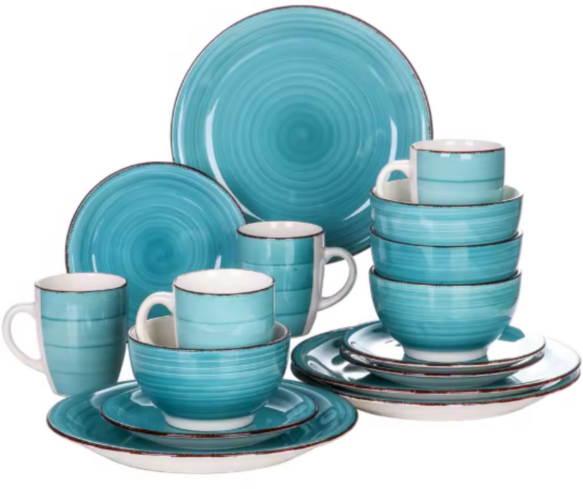 Elegant Dinerborden – 4 persoons – 16 delig – Blauw Keramisch – Eetborden – Kleine Borden