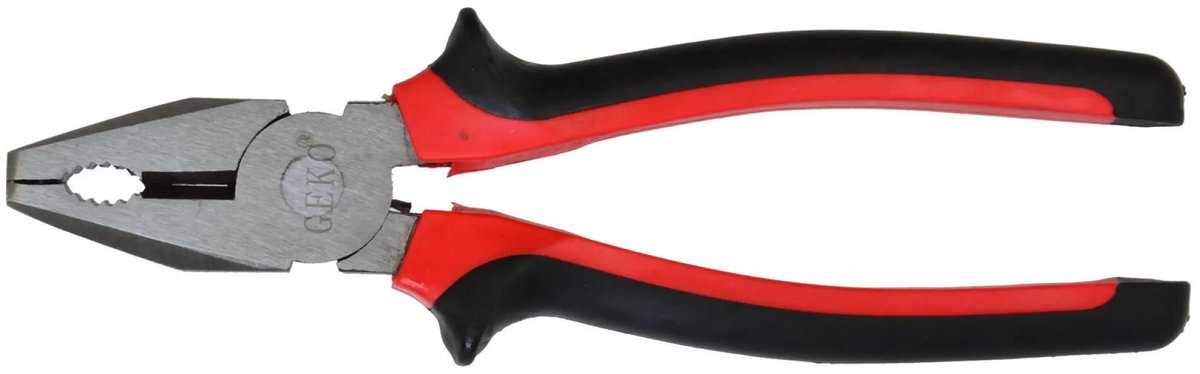 GEKO Combinatietang - 200mm - Staal - Rood/Zwart - Veelzijdig Gebruik