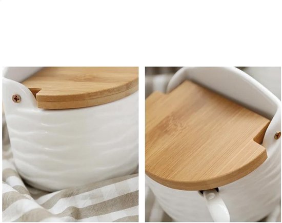 Salt Container with Wood Lid, 2x Aesthetic Salt Container, Kitchen ...