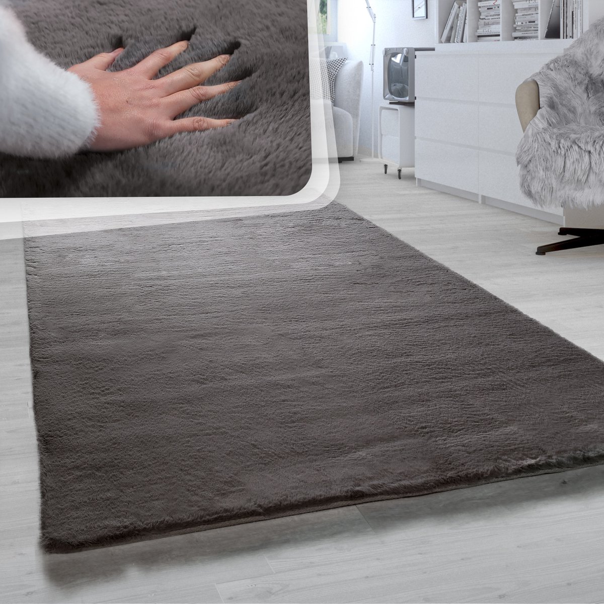 flycarpets Rabbit Vloerkleed - Charcoal