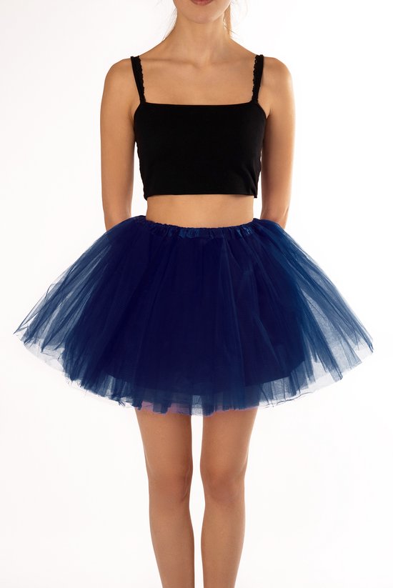 Foto: Kimu tutu donkerblauw tule rokje maat xs s 140 146 152 158 164 donkerblauwe petticoat rok dames meisje dansmarieke festival