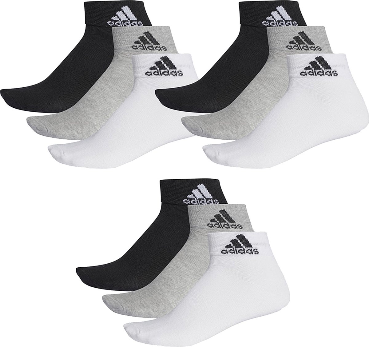SOKKEN 9 PACK adidas enkel-/kwartsokken Unisex korte sokken Enkelsokken Zwart