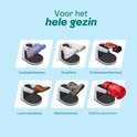 Afbeeldingen van voetbalschoenen, sneakers, scheenbeschermers, leren schoenen, werkschoenen en bokshandschoenen op de schoenverfrisser.