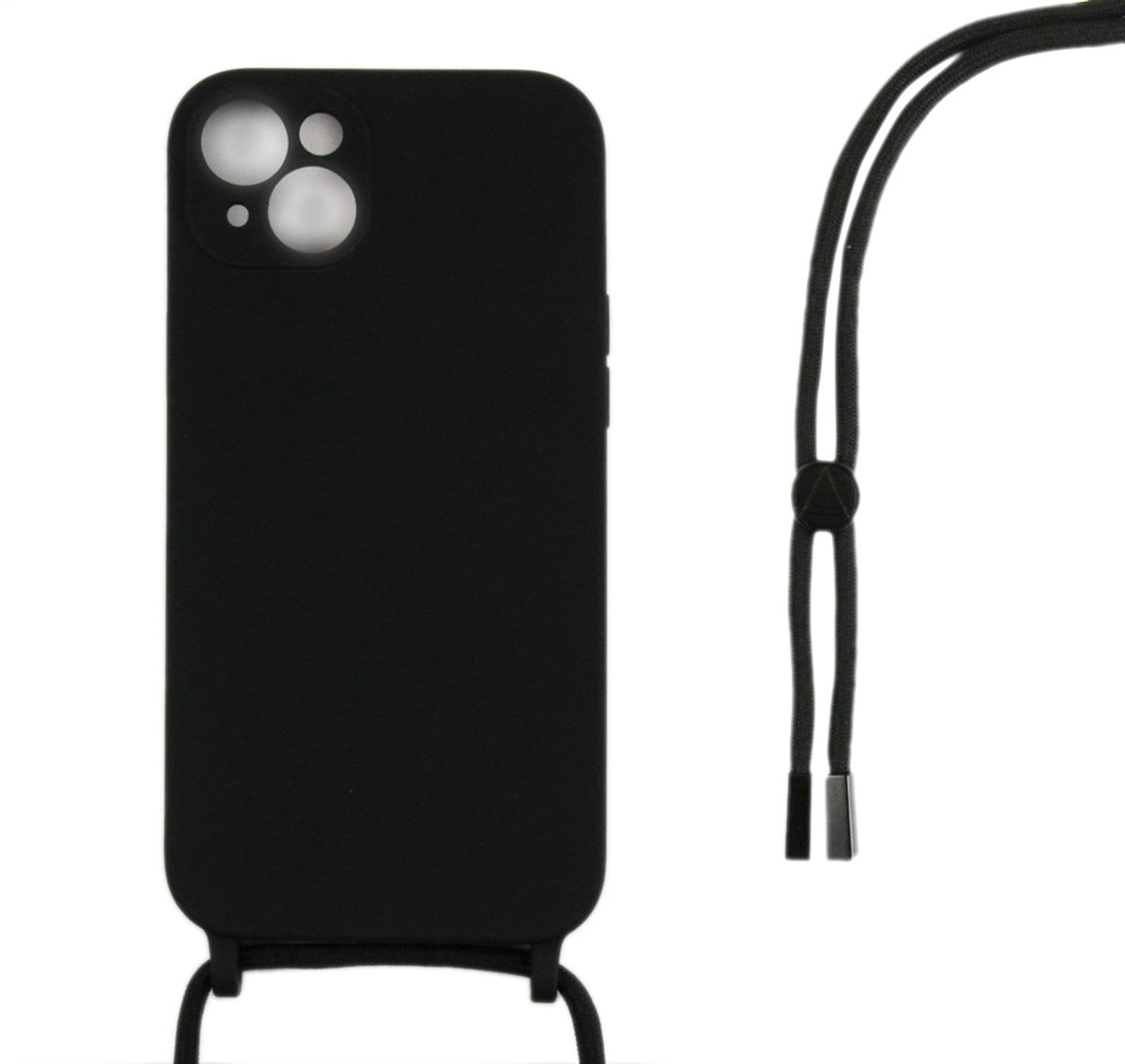 voor iPhone 15 Plus Telefoon Hoesje - Telefoon Telefoon Hoesje met koord - Telefoon Hoesje - Case Black