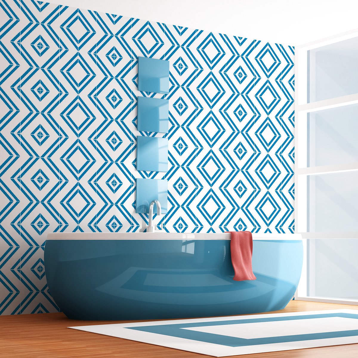 Ambiance Sticker Zelfklevende tegelmuurstickers voor keuken en badkamer - 60 cementtegelstickers, Azulejos Hilaria Design - 60 stickers, 15x15cm Multi color