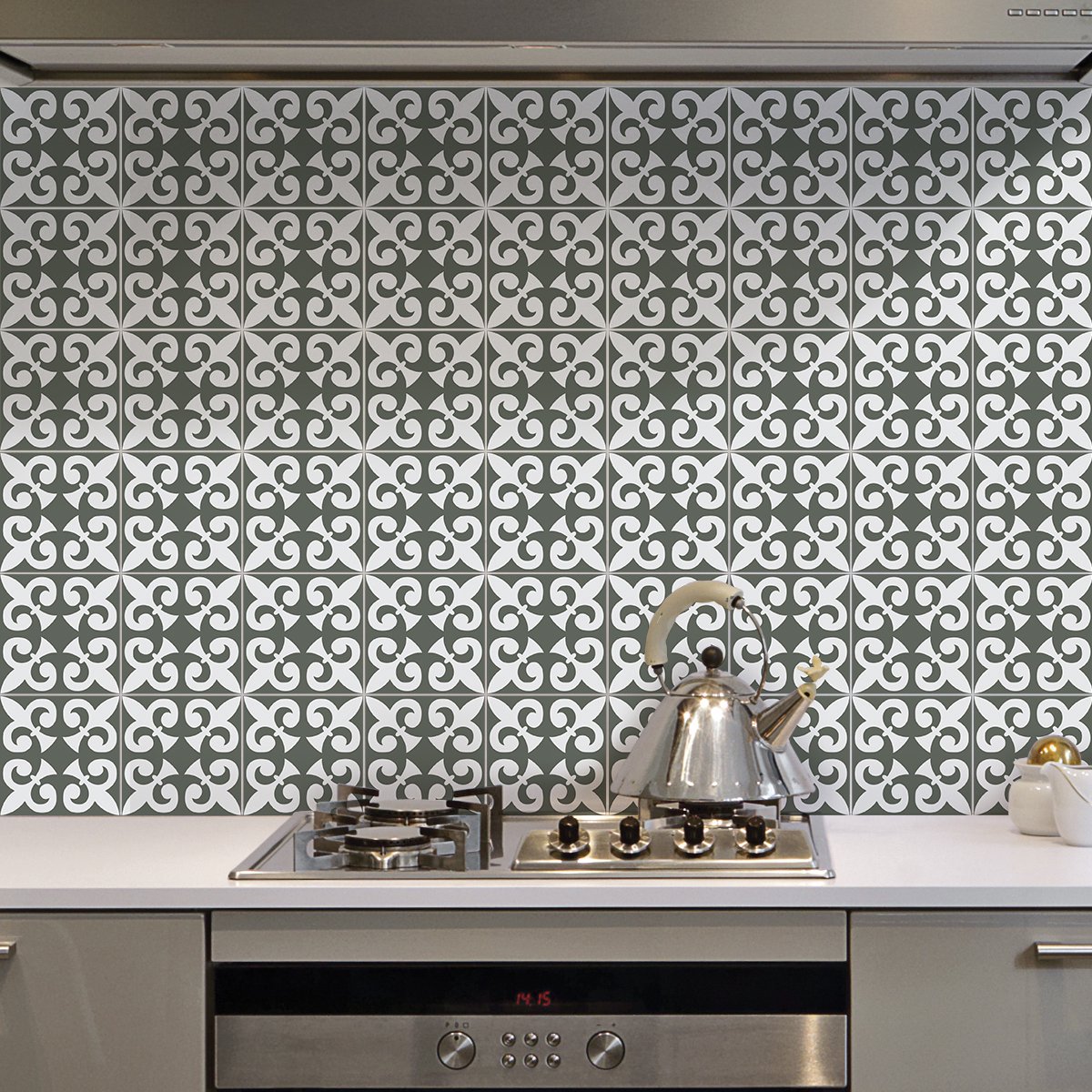 Ambiance Sticker Muurstickers - Zelfklevende tegelmuurstickers voor keuken en badkamer - 9 LOÉVA Azulejo tegelstickers - 9 stickers 15x15cm Multi color