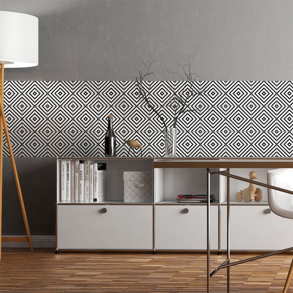 Ambiance Sticker Zelfklevende muurtegelstickers voor keuken en badkamer - 15 Scandinavische cementtegelstickers, Groenland - 15 stickers, 20x20cm Multi color