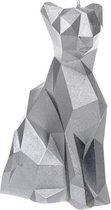 Zilver gelakte figuurkaars, design: Kat Hoogte 18 cm (35 uur)