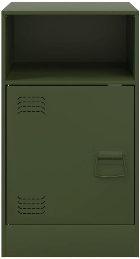 vidaXL Nachtkastjes - Staal - Olijfgroen - Set van 2 Nachtkastje - Slaapkamermeubel - Nachtlamp - Leeslicht - Staal Meubel