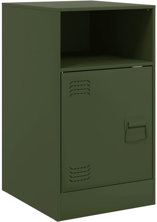 vidaXL Nachtkastjes - Staal - Olijfgroen - Set van 2 Nachtkastje - Slaapkamermeubel - Nachtlamp - Leeslicht - Staal Meubel