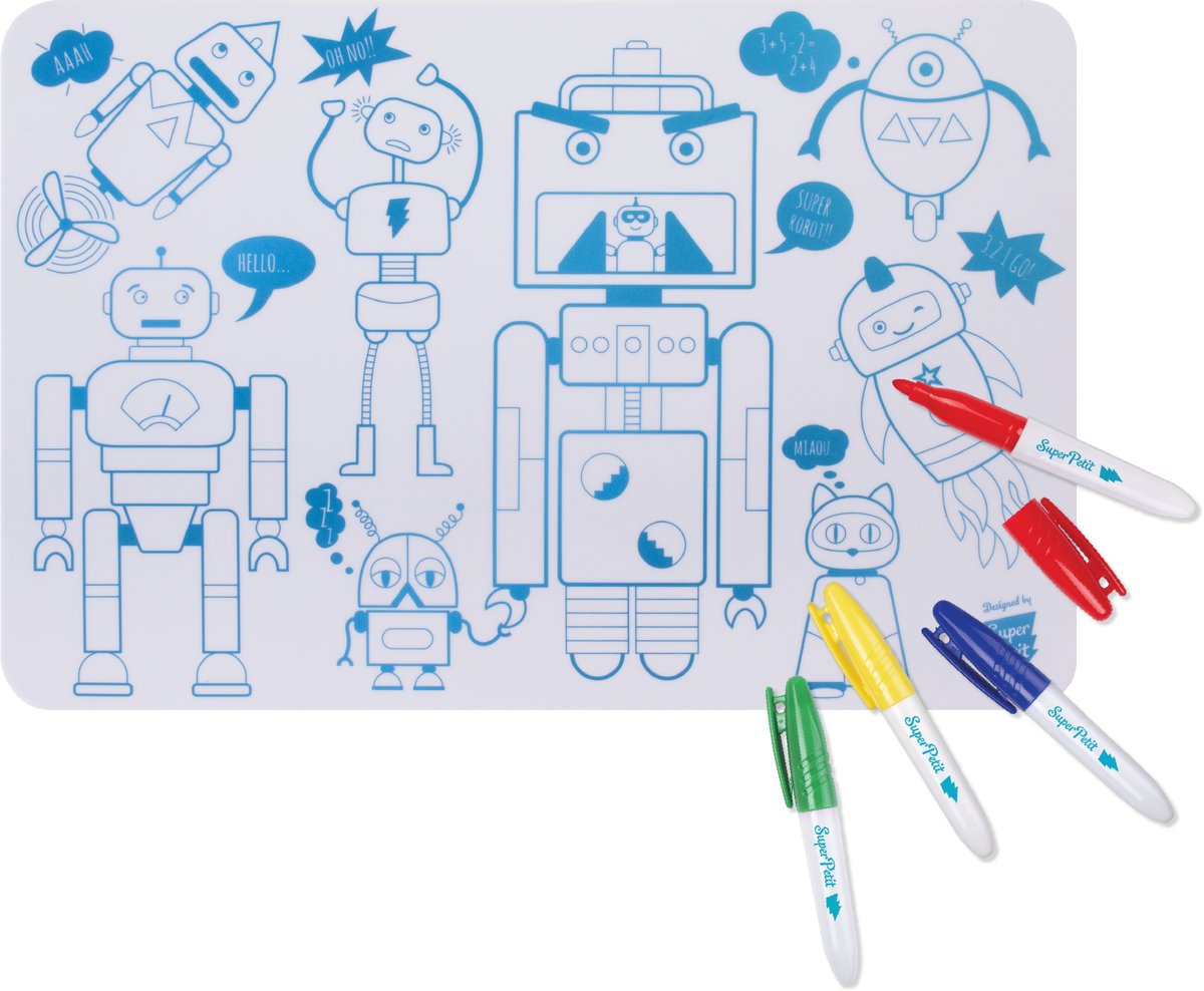 Super Petit Robot - Silicone mini mat met 4 markers