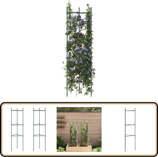 VidaXL plantenklimrek ijzer zwart 35x35x195cm 2 stuks