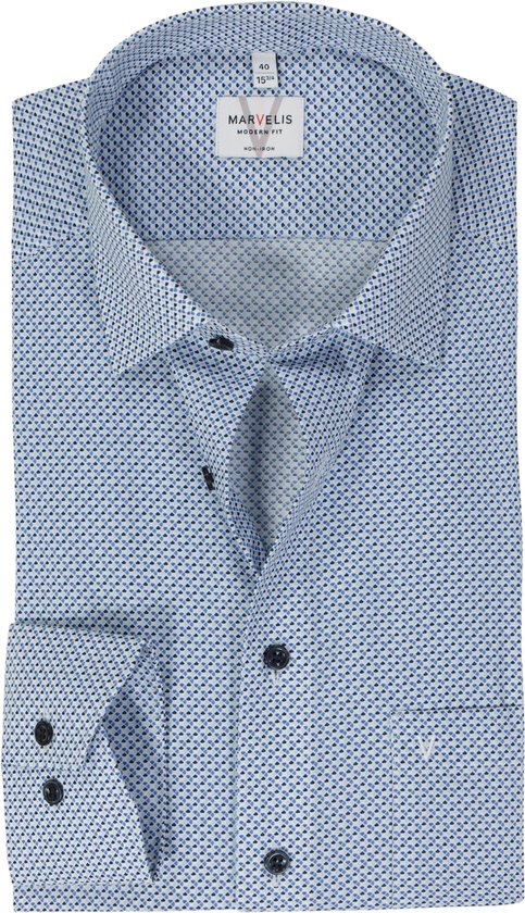 Ledub modern fit overhemd, middenblauw