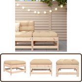 vidaXL Repose-pieds de jardin - Bois de pin Massief - Coussin beige - Banc de Jardin - Repose-pieds - Banc d'extérieur - Set de salon - Meubles de balcon