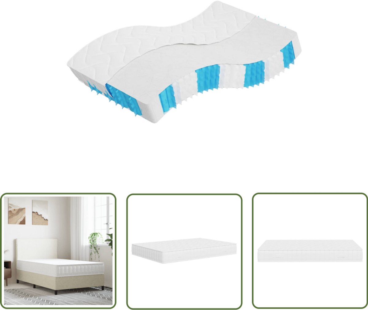 vidaXL Matras - Pocketveringmatras - Pocketveringmatras middelhard-hard 140x190 cm - Slapen - Comfort - Pocketveertjes