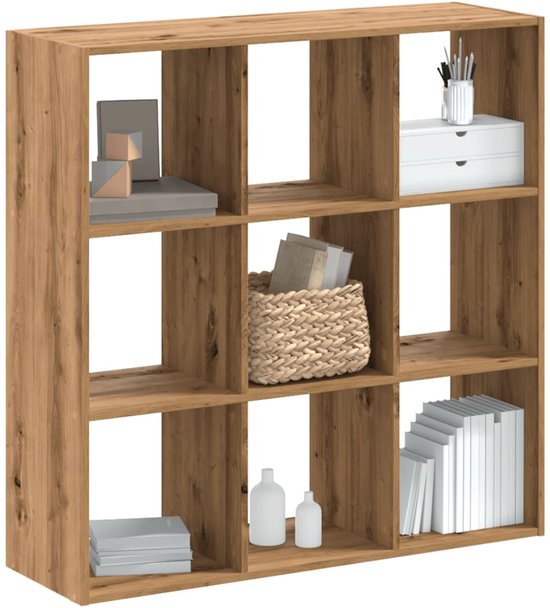Boekenkast 9 vakken, eikenkleurig