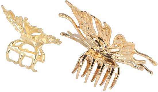 Haarsoires Haarspeld Haarklemmen 6,5cm-7,5cm – Open Vlindervorm – Metaal – Goud – Set van 2 - Haarclip Klem - Hair Claw - voor Opsteken Haar - Hair Clip - Decoratieve Haaraccessoire