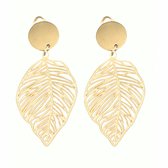 Clip oorbellen -goudkleurig -palmblad- lang- geen gaatje- Charme Bijoux