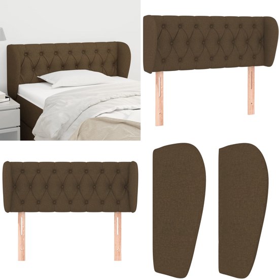 Bedframe met hoofdeinde stof donkerbruin 180x200 cm