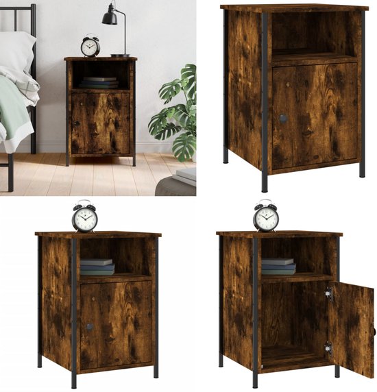 vidaXL Nachtkastje 40x42x60 cm bewerkt hout gerookt eikenkleurig, kast, slaapkamermeubels, bijzettafel, bijzetkast, telefoonstandaard, slaapkamertafel