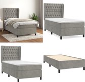 vidaXL Boxspring avec matelas Velours Gris clair 90x200 cm - Boxspring - Sommiers - Lit - Meubles de couchage