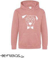 Sweat à capuche « Be Friends » - Chien et nœud papillon - Femme - Rose - Taille L