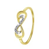 Lucardi Dames Ring infinity 11 diamanten 0,06ct - Ring - Cadeau - 14 Karaat Goud - Geelgoud