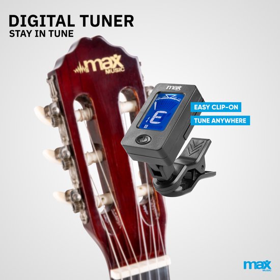 MAX SoloArt Akoestische Gitaar Starterset 4/4 – Klassieke Spaanse Gitaar met Nylon Snaren voor Volwassenen, Gitaartas, Stemapparaat, Plectrums, Riem en Extra Snaren – Bruin