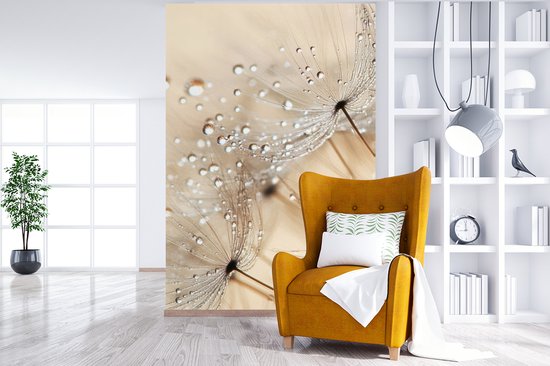 Behang - Fotobehang Paardenbloem - Abstract - Natuur - Beige - Breedte 180 cm x hoogte 280 cm