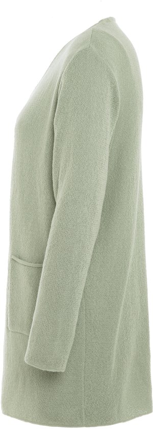 Cardigan long tricoté Ella de Knit Factory - Cardigan tricoté pour femme - Cardigan long au-dessus du genou - Cardigan Zwart pour femme composé de 30 % de laine et 70 % d'acrylique - Vert Sage - 40/42